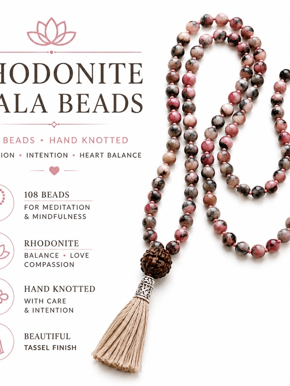Rhodonite Mala Beads